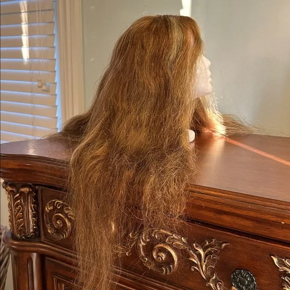 Luxurious Long Brown Hair Wig w/ Blond Highlights - Picture 3 of 4